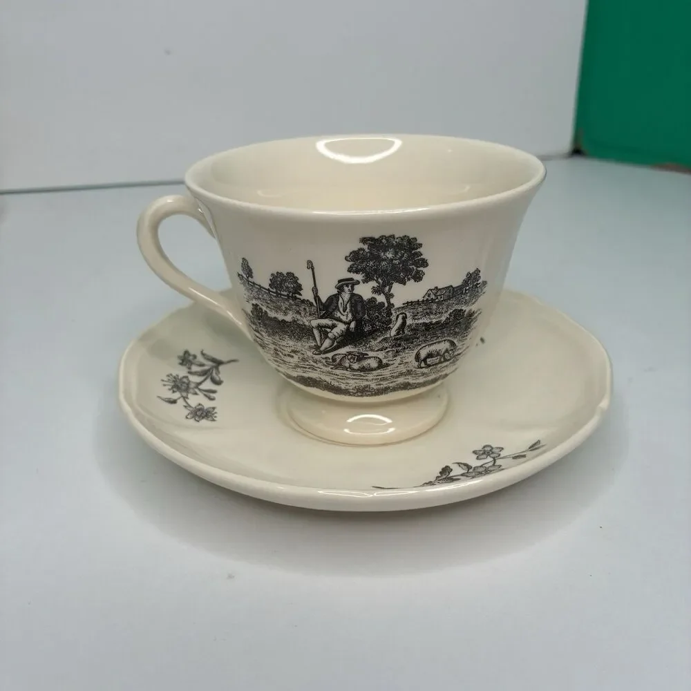 Wedgewood Etruria & Barlaston Creamware Tea Cup And Saucer Set Of 3
